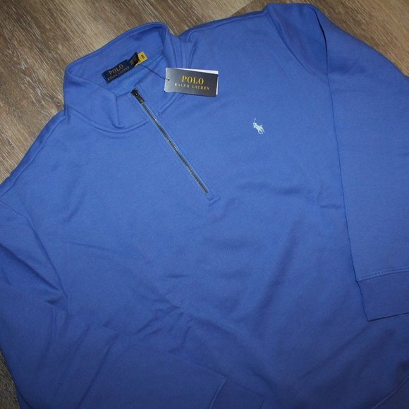 NWT POLO RALPH LAURE MEN'S BIG TALL 1/4 ZIP PULLOVER SWEATSHIRT BLUE - Picture 1 of 5